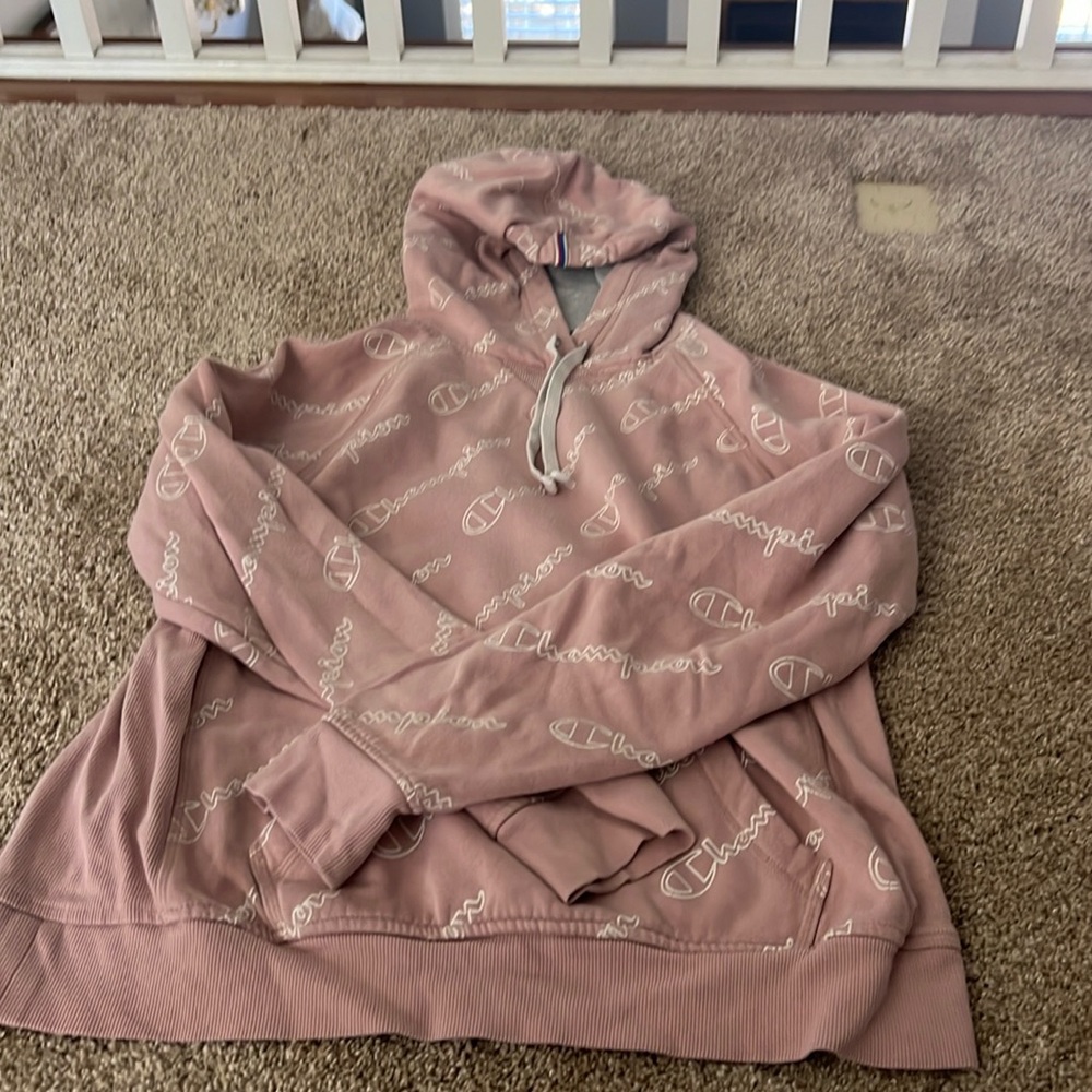 Pink champion logo hoodie